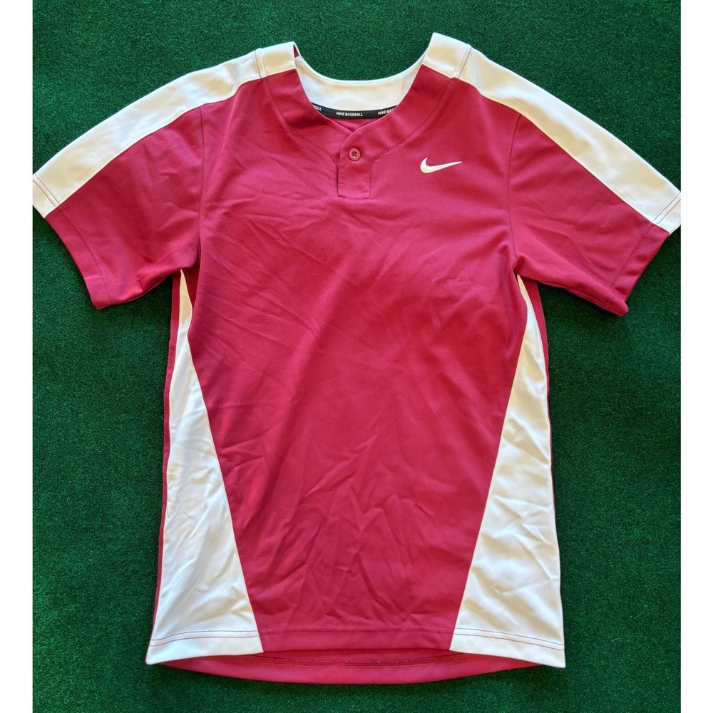 Nike Baseball Engineered Team Jersey Red White Short Sleeve Button Up Size S